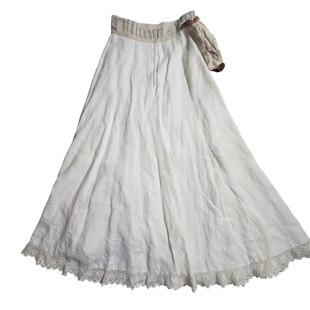 Stockerpoint Trachten Maxi Skirt 100% Linen 36 Lace Trim Cottagecore Piratecore